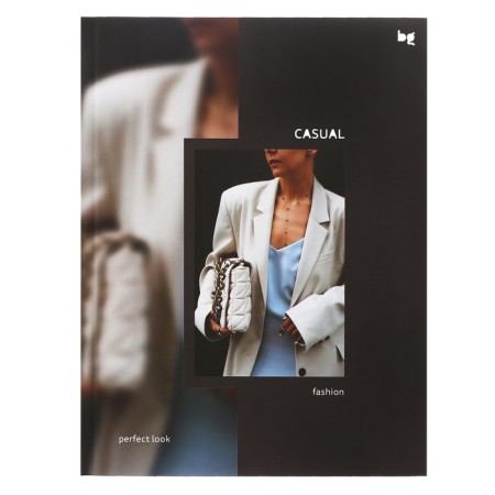 Business notebook A5 64 sheets in a cage, style. Fashion, cardboard cover, Soft-Touch lamination, selective varnish, block 60g/m2, mix-2