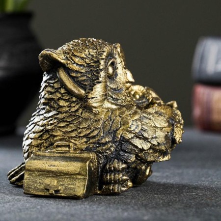 Figure "Owl with the Council" Brass 10x10x10cm-3