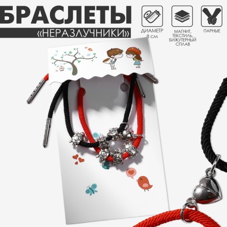 Bracelets "Demetrons" on a magnet, three turtles, black and red color, 8 cm-5