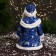 Santa Claus "In a fur coat with folding sleeves and a staff" 30 cm, moves, blue