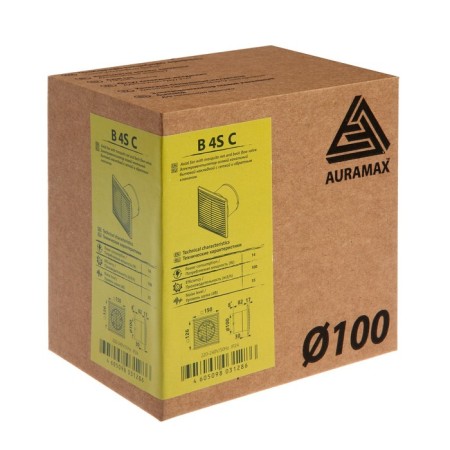 Exhaust Auramax fan in 4s C, 150x110 mm, D = 100 mm, 220 V, 14 W, 35 dB, arr. valve-8