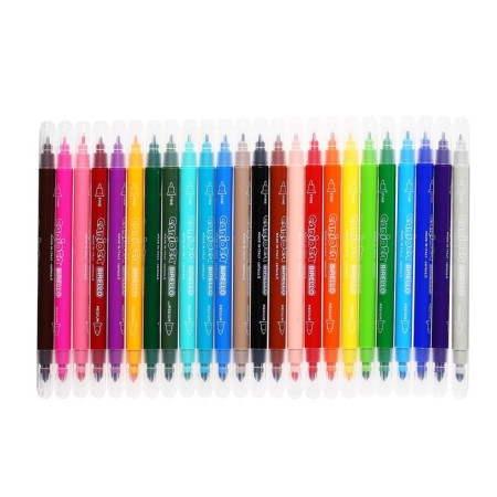 Flomasters bilateral 24 colors, Carioca "Birello", 2.6 / 4.7 mm, washed off, non -toxic ink, cardboard envelope-1
