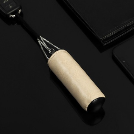 Leather keychain for a car key, boxing pear, genuine leather, black-4