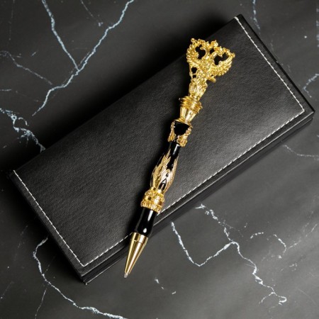 Handle Gift Ballic a Coat of arms in a case, metal, black color, writing node 0.1 mm, blue paste-4