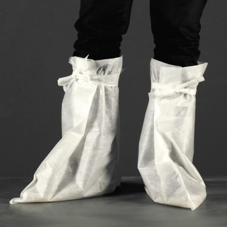 Bahilis "Elegreen", laminated, non -woven, tall on ties, white, 42 g/sq.m, 10/300, in p/e, 1 pair
