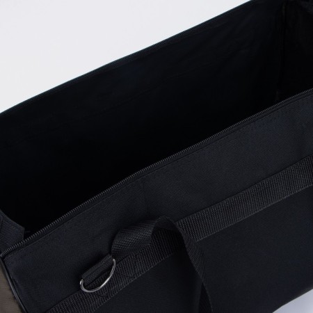 Road bag, 3 parts on zippers, external pocket, long belt, black color/hucky-2