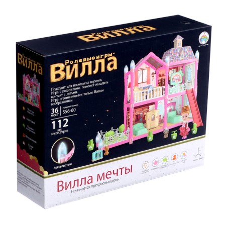 House for dolls "Fairytale life on the villa" with a doll, pets and accessories-17