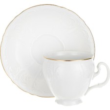 A cup of 170 ml with a saucer of 140 mm high bernadotte, decor “Gold Gold”, 170 ml