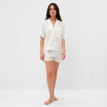 Female pajamas (shirt and shorts) KAFTAN SILK, size 40-42, white-1