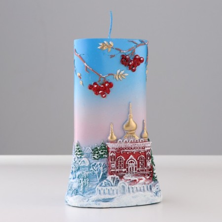 Candle - cylinder "Winter Rowal", 9.5x4x15.5 cm-1