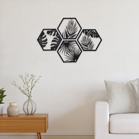 Nast -wall decor, a panel for an interior made of wood "Paporotnik", 4 modules 22 x 19 cm-4