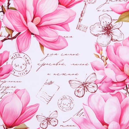 Glossy packaging paper “Flowers on the newspaper”, 70 x 100 cm-2