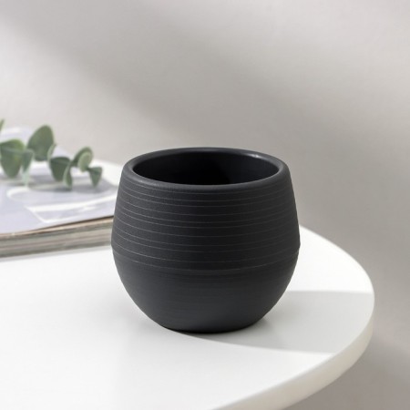 Pot for flowers with the Podon "Japan", 125 ml, d = 8 cm, h = 6.5 cm, graphite color
