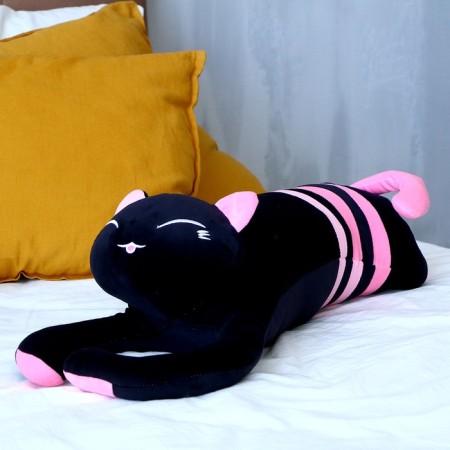Soft toy-podushka "cat", 70 cm, black-pink color