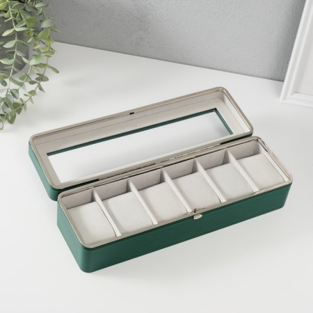 The casket to the leatherette to the clock 6 "Green" 9.5x30.5x8 cm-1