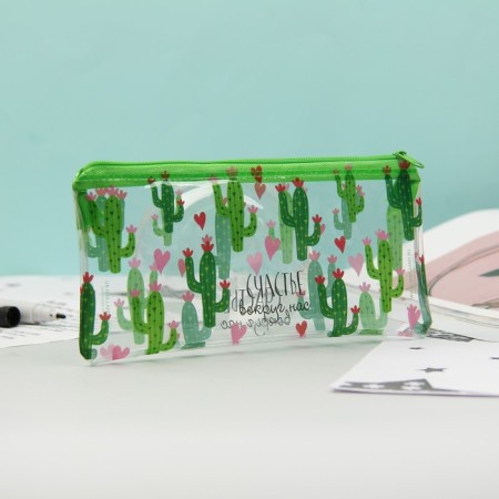 Penal soft 1 compartment, 95 x 205 mm, flat, PVC, calligrata "Happiness around us"-2