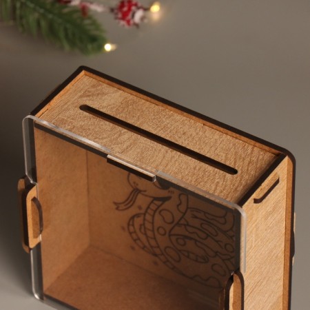 New Year's piggy bank with acrylic "Snake. Cute" 12x12x4 cm-4