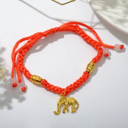 Bracelet-reinforcing “Red thread” Talisman protection, elephant, color gold, d = 6 cm-1