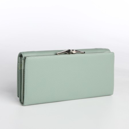 Women's wallet on magnet, green color-1