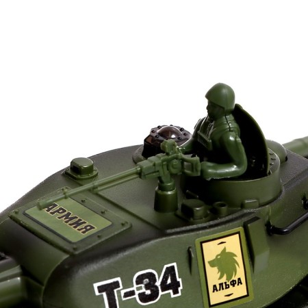 Radio controlled T34, works on the battery, light and sound, green color-2