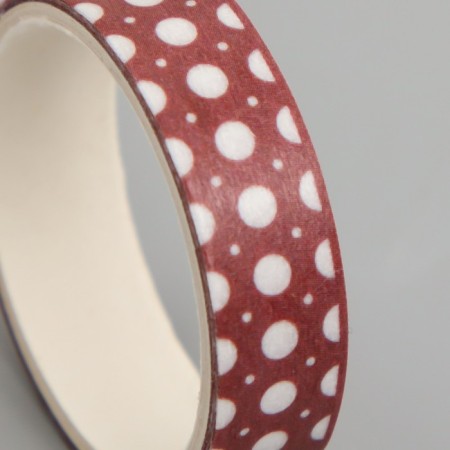 Adhesive tape Paper "Red Patterns" Width 1 cm winding 2 m set 5 pcs-3