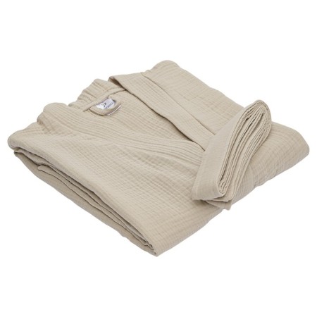 Essential bathrobe, multilayer muslin, size m, beige color-11