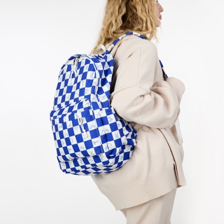 Youth backpack from textiles, 4 pockets, white/blue color-5