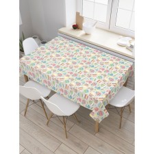 The tablecloth “Striped Easter Eggs”, rectangular, Saten, size 120x145 cm