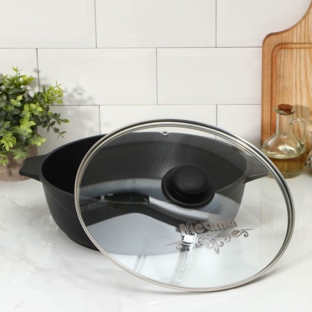 Frying "prestige", 5 l, glass cover, anti -stick coating, black color-1