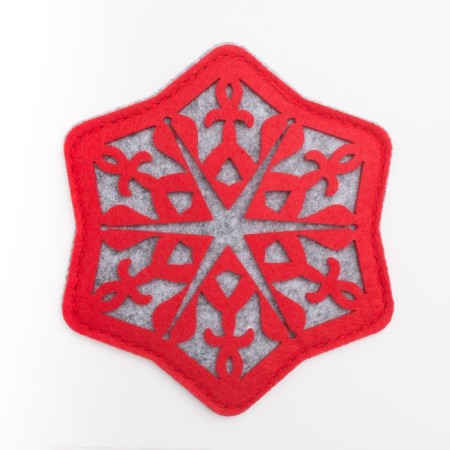 Snowflake shaft stand for the glass, 8.5 cm, red color-3