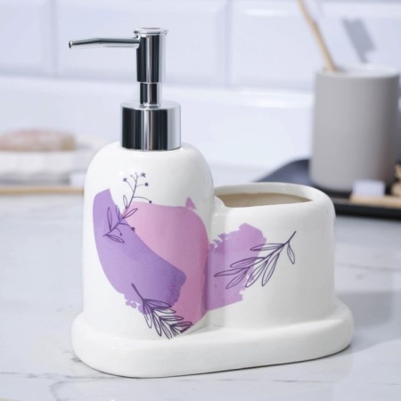 A dispenser for liquid soap with a glass "Lilac, 300 ml.