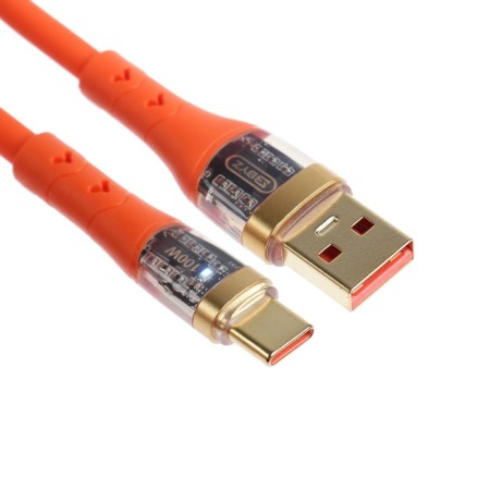 BYZ X96, Type -C cable - USB, 100 watts, 6 A, 1 m, PD, silicone, orange