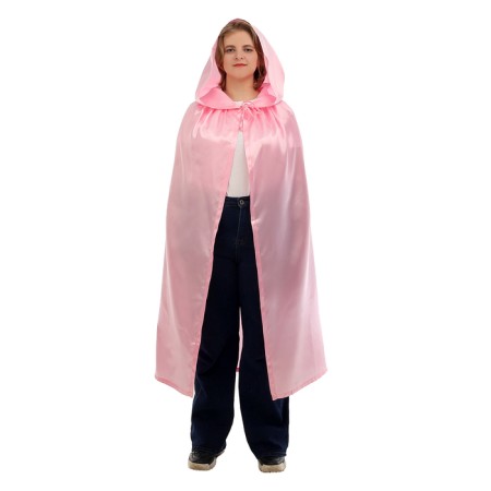 Carnival cloak adult, atlas, pink color, length 120cm