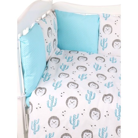 Set in a crib, 15 items, printer hedgehogs, calico-3
