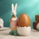 Standing for the egg "Rabbit with carrots" 8x5x11cm, mix