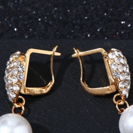 Earrings with pearls "Grace" path, white color in gold-1