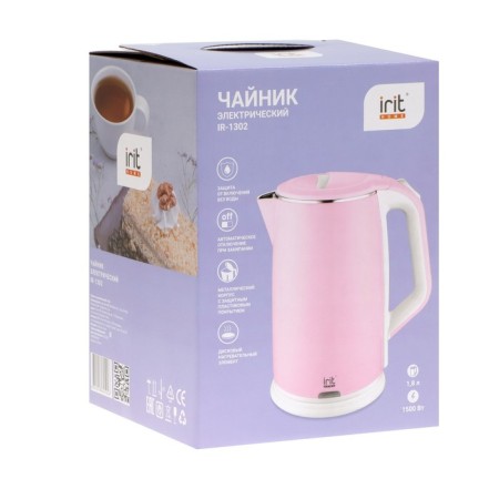 Electric kettle IRIT IR-1302, metal, 1.8 l, 1500 watts, pink-7
