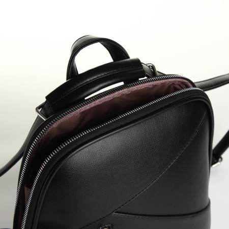 City backpack of artificial leather with lightning, black color-5
