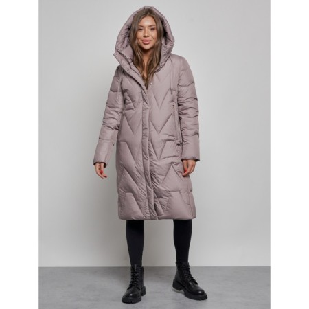 Coat insulated winter female, size 50, brown color-5