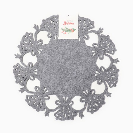 Napkin New Year's decorative shade "Bells", gray color, D 30 cm, felt-4