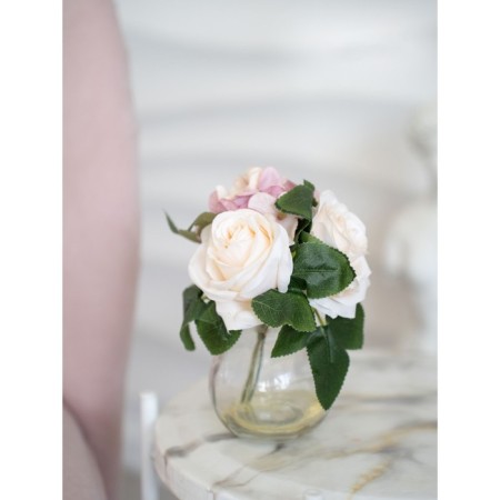 Flower composition "Tenderness" in a glass vase, 9 × 9 × 19 cm, the color is transparent