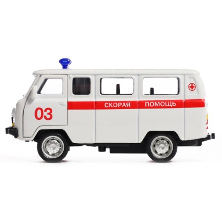 Metal machine "UAZ-3962. Ambulance ", inertia, 1:43-1