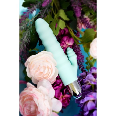 A relief vibrator with clitoral stimulation Flovetta Flax, silicone, mint, 17.5 cm-5