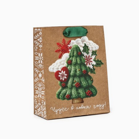 Craft vertical package "New Year tree", S 15 x 12 x 5.5 cm, New Year-1