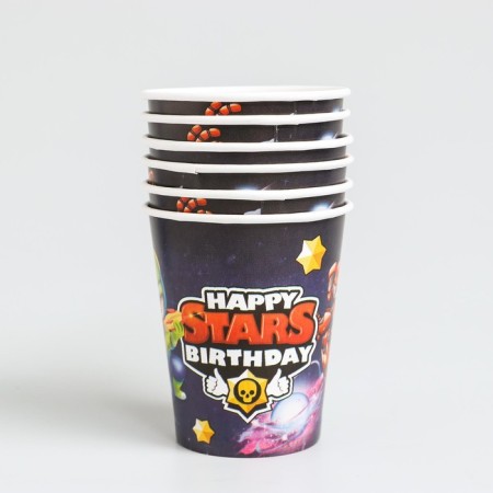 A disposable set of paper dishes Happy Birthday ", Stars-4