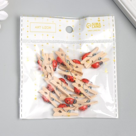 Decor for creativity wood "clothespin with God's cow" set of 15 pcs 1.5x1 cm-3