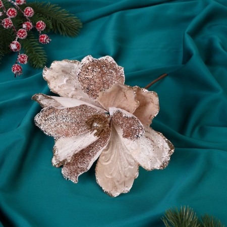 Decor "Winter Flower" Assorted leaves, 18x20 cm, pink-beige