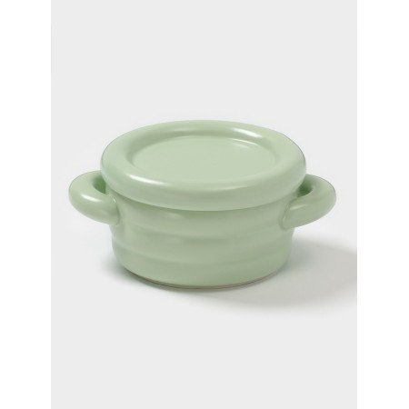 A baking pot “Sephir”, 250 ml, 15 × 10.5 × 6.3 cm, with handles, with a lid, ceramics, green
