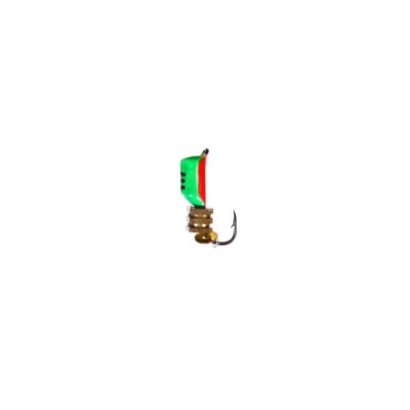 Mormyshka column green, red abdomen + tetro cube cube, weight 0.8 g-1