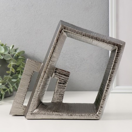 Souvenir Ceramics "Abstraction. Two squares" silver 25.5x5x20.5 cm-2